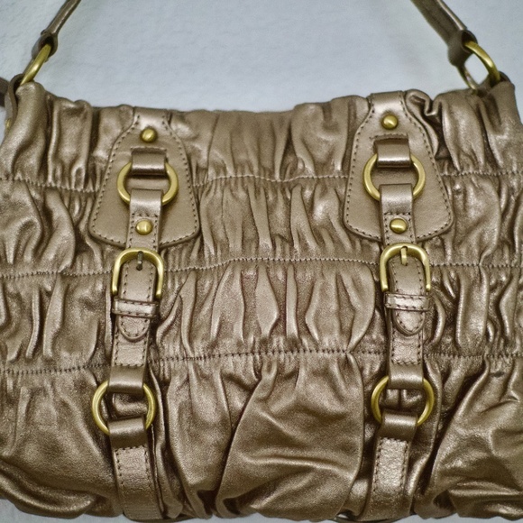 Eng.'s Burg by Roman & Italy Metallic Gold Sheared Leather Satchel/Hand Bag - Picture 1 of 11